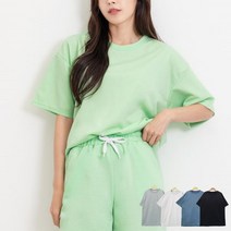 여성 일상룩 오버핏 라운드 반팔티 데일리룩 중학생