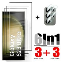 6 인 1 강화 유리 삼성 갤럭시 호환 S23 울트라 카메라 렌즈 화면 보호 필름 S21 S20 S22 플러스, 3PCS Lens 3PCS Glass, For S23 Ultra