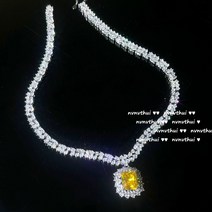 거위 황색 기하학적 보석 보리 이삭 헤라 목걸이 디자이너 도금 지르코늄 레이디언 반지, 854Z 몽환적인 거위 노랑 보리 장식 지르콘 목걸이