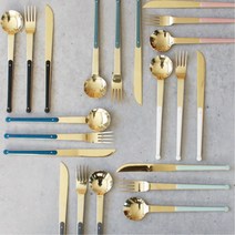 까스텔 골드 디너 스푼 포크 나이프 스테이크 양식 브런치커트러리 기념일, 디너나이프블랙