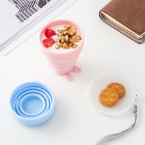 더일상마켓 접이식 휴대용 컵 자바라 물컵, 핑크