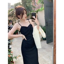 디자인 센스 연예인 스타일 슬림 핏 슬리밍 스플릿 스트랩 드레스 카디건 여성 봄 2023 새로운 패션 슈트
