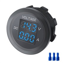 다운컴버터 DCDC컨버터 자동차 미니 방수 듀얼 전압 VA 3 자리 라운드 LED 패널 12-24V 디지털 전류계 테, 02 Blue