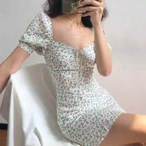 리카 여성 봄 퍼프 원피스