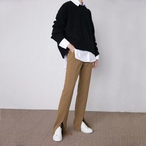 여자 찰랑 와이드 팬츠 바지 통넓은 부츠컷 가을 코디 앞트임 스플릿 패션 큐롯 연예인 캐주얼 힙합 힙한