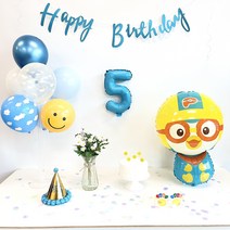 민즈셀렉트 뽀로로 생일풍선 세트 해피벌스데이풍선 생일파티 Happybirthday 이벤트, 숫자6세트