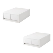 무인양품 MUJI 폴리프로필렌 케이스 서랍식 얕은형 2개 화이트그레이 2개세트 B7S7031, 약W26xD37xH12cm