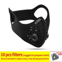 CoolChange 스포츠 페이스 마스크 PM2.5 오염 방지 러닝 트레이닝 보호 더스트 마스크 활성탄 필터 자전거 사이클링 마스크, 1Mask with 10filters_4