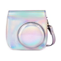 후지 필름 인스탁스 미니 11 9 8 + 8 PU 가죽 카메라 케이스 커버 파우치 프로텍터 숄더 백 스트랩 앨, 03 Silver_06 프랑스