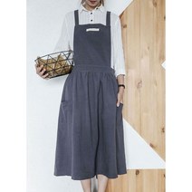 린넨 원피스 앞치마, A타입-스카이블루, 1개