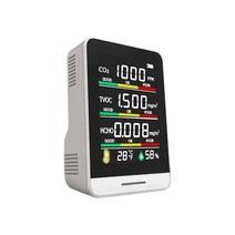 일산화탄소경보기 감지기 가스 화재 캠핑용 측정기 가정용화재 가스감지기 가정용 5-in-1 이산화탄소 미터 디지털 온도 습도 센서 공기 질 TVOC HCHO, 흰색, 1 건