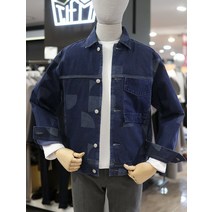 티아이포맨 티아이포맨 22 S/S 네이비 기하학 프린트 데님 CPO 자켓 M222MJP401 NV (P001942174)