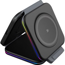 휴대용 마그네틱 무선 기 패드 호환아이폰 13 12 11 프로 맥스 아이워치 7 6 에어팟 프로용 15W 3 인 1, Black