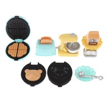커피콩빵기계 호두과자기계 Mini Dollhouse Bread Machine Toaster Whisk Weigh Plate Food Kitchen Set Miniature Saf, [01] as pic
