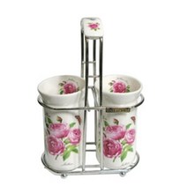 EQN145063*디아코니아* 철기아트 쥴리안 장미 수저통 꽂이 (중) 2개 젓가락, 단일옵션