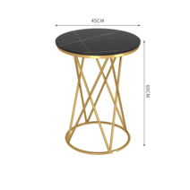 침대협탁 미드센츄리사이드테이블 미드센츄리모던협탁 둥근 협탁 세라믹 서랍 소파옆 모듈침대, 슬레이트 로렌 블랙 골드 + 골드 풋