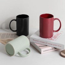 도자기 라떼잔 고급 머그컵 카페 무광 470ml 1P 3종, 러파드머그컵 줄무늬_그린 470ml 1P