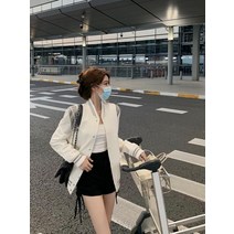 화이트 네이비 캐주얼 야구 유니폼 과잠 스타일 점퍼 자켓