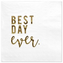 Andaz Press 안다즈프레스 Best Day Ever 재미있는 명언 칵테일 냅킨 금박 벌크 50팩 3겹 일회용 음료 냅킨 약혼 파티 브라이덜 샤워 웨딩 리셉션 바