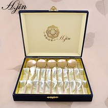 [라몽] H.jin 전통 수공예 방짜유기수저세트 5벌 5인용 (선물 포장) 외국인 바이어 퇴직 퇴임 단체 기념품 답례품 기프트 추천, 1세트, 방짜유기수저 5p + 정품케이스