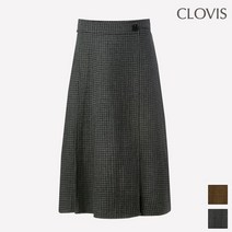 클라비스 모직체크 미디 스커트 CVWH94T02Q