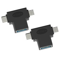 벤션 2in1 C타입 USB3.0 OTG 마이크로5핀 젠더, 혼합 색상, 2개입