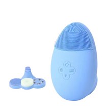진동클렌저 세안모공브러쉬 실리콘 미세먼지 피지 각질제거 방수 휴대용, 푸른 색, 4 in 1