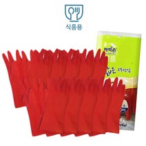 심플 조리 주방 고무장갑 식품용 레드10쌍 짧은고무장갑 단고무장갑 라텍스장갑 주방장갑, 소형10쌍, 소(S)