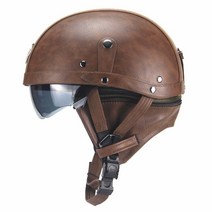 클래식 바이크 오토바이 헬멧 레트로 하프 선원 가죽 고글 모토크로스 328, [03] XL, [12] L Brown with Goggle