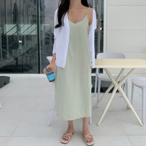 겟잇미 브이넥 어깨끈 스트링 베이직 나시 원피스