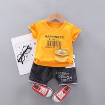 MJLJY 2022 새로운 여름 아기 소년/여자 옷 세트 복장 코 튼 t-셔츠 탑스 + 반바지 2PCS Tracksuit 어린이 유아 아동복 정장