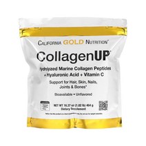 California Gold Nutrition CollagenUp 가수분해 해양 콜라겐 펩타이드 히알루론산 및 비타민C 함유 무맛 464g(16.37oz), 16.37 온스