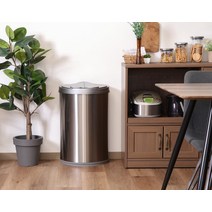 후지 무역 쓰레기통 폭 42×안길이 27.5×높이 66.5㎝ 실버 센서 더스트 박스 횡개폐식 47L 16196 중형