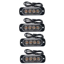 led 경광등 차량 안개등 줄 led 바 면발광 트럭 12V 24V 4 LED 스트로브 경고등 그릴 깜박이 라이트 바 자, 01 Yellow