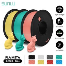 SUNLU-3 롤 PLA 메타 3D 프린터 필라멘트 0.25KG/롤 1.75MM 미니 스풀 높은 유동성 빠른 인쇄 펜 리필용110737, 핑크 옐로우 그린