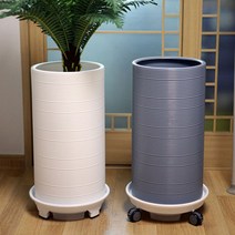 FRP화분 가로줄대형화분_물받이5호형, 화이트 가로줄 대형FRP화분 (물받이5호형)