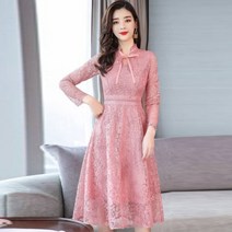 가바바 여성 원피스 리본장식 레이스 우아한 느낌 나들이룩 롱원피스 G28858