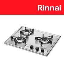 린나이 2구/3구/4구 빌트인 가스레인지 쿡탑 렌지 모음, 560x430mm, LPG, 3구_실버(전지식)_3305