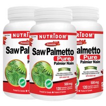 보엠SHOP 뉴트리돔 쏘팔메토 소팔메토 Saw Palmetto 500mg 남성영양제 120 식물성캡슐 3병 캐나다 직배송