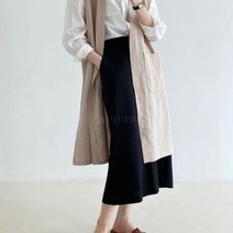 옷자락 [옷자락] 여자 봄여름 루즈핏 린넨 롱 베스트 조끼