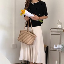 5o 도트 반팔 니트