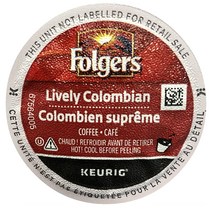 폴저스 Folgers Coffee 구오메이 셀렉션 라이블리 콜롬비안 커피 케이컵, 1팩