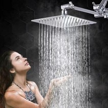 스틸 샤워헤드 욕실 비 스테인리스 원형 사각형 폭포 대형 가압 초박형 액세서리, 22=42cm-ShowerArm