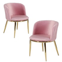 로잔체어 1 1 카페 벨벳 패브릭 골드 화장대의자 예쁜의자 인테리어 2p 3color, 핑크 핑크