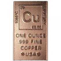 28.3g(1온스) 구리 바 - 999 순수 화학 원소 디자인 Unique Metals의 정품 인증서 포함 322724