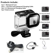 고프로호환하우징 방수케이스Gopro Hero 용 충전식 방수 하우징 케이스 10 9 7 Black 6 5 2018 4 3 + 카메, 02 for Hero 7 Black 6 5