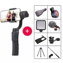 스마트폰팀벌 3축 gimbal h4 3 축 usb 충전 비디오 기록 지원 범용 조절 방향 핸드 헬드 짐벌 스마트 폰 안정 장치 vlog 호환, 세트 10