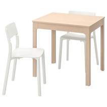 이케아 EKEDALEN 에케달렌 / JANINGE 야닝에 테이블+의자2 - 자작나무/화이트 80/120 cm
