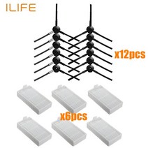 여과포 공조기 필터 사이드 브러시 hepa 필터 걸레 천 ilife V50 V55 용 기본 먼지 v5 V3 v5pro x5 진공 청, 12 18pcs