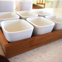 KDM 사각볼 나눔접시 6P세트(대나무트레이 포함) 찬기 블루포인트접시 블루포인트, 1개[출고]_dj, KDM 본상품선택